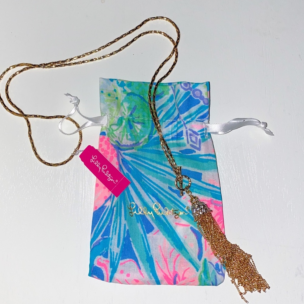 BNWT Lilly Pulitzer Gold Tassel Necklace